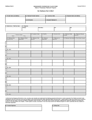Mississippi Medicaid Crossover Part B Form