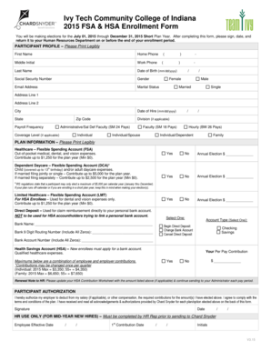 Ivy Tech FSA & HSA Enrollment Form