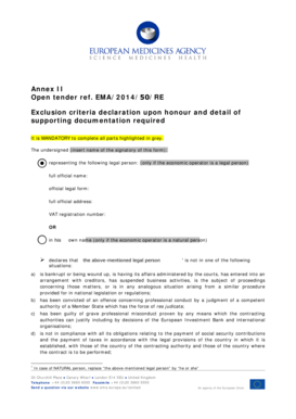 Exclusion Criteria Declaration Form