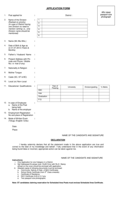 Government Job Application Form