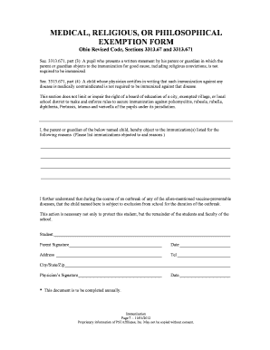 Ohio Medical Religious Philosophical Exemption Form