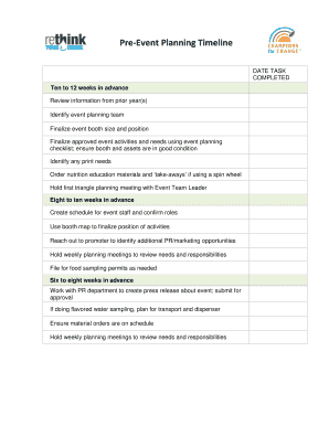 Pre-Event Planning Timeline - California Department of Public Health