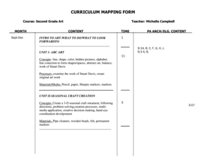 CURRICULUM MAPPING FORM