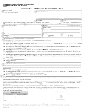 Application for Issuing a Documentary Credit