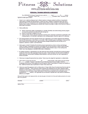 Personal Training Services Agreement