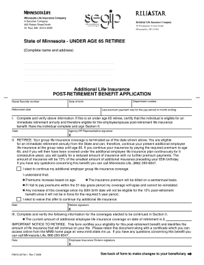 Minnesota Post-Retirement Life Insurance Application