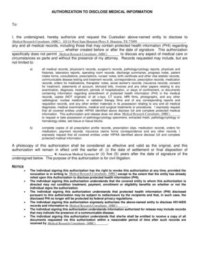 Authorization to Disclose Medical Information
