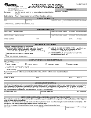 Virginia VIN Plate Application Form