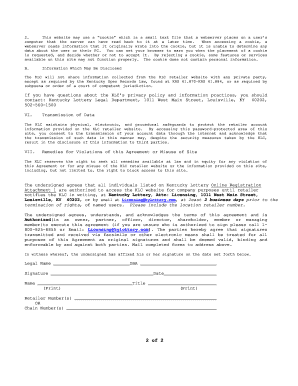 Kentucky Lottery Retailer Registration Agreement