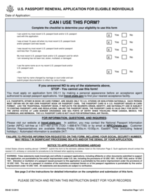 US Passport Renewal Application Form DS-82