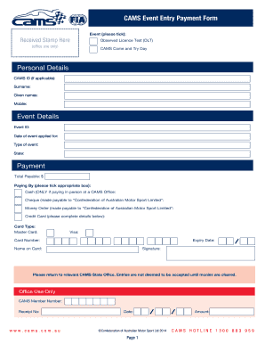 CAMS Event Entry Payment Form