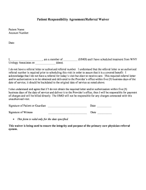 Patient Responsibility Agreement/Referral Waiver