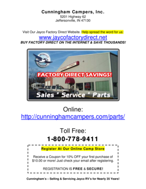 Online: http://cunninghamcampers.com/parts/ Toll Free: 1-800-778 ...