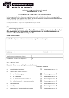 Premises Licence Application
