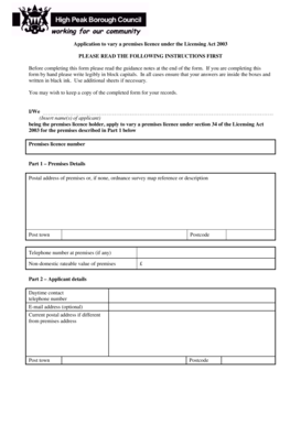 Application to Vary a Premises Licence