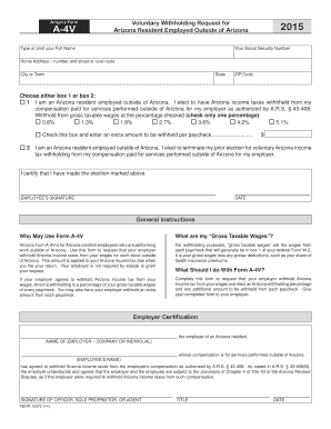 Arizona Voluntary Withholding Request Form A-4V