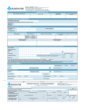 SBI Mutual Fund Transaction Slip