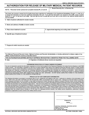 Authorization for Release of Military Medical Patient Records