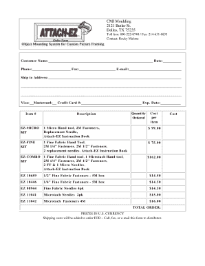 CMI Moulding Order Form