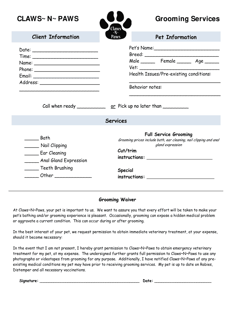 Grooming Consent Form Fill Online, Printable, Fillable, Blank pdfFiller