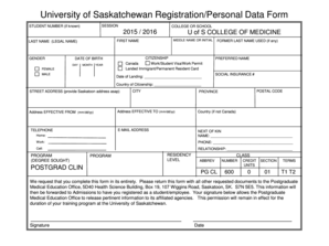 University of Saskatchewan Registration Form