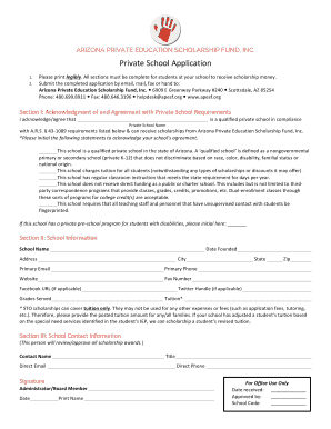 Arizona Private School Application