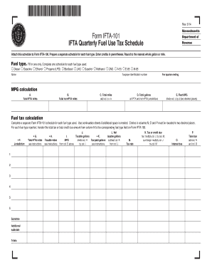 Massachusetts IFTA Quarterly Fuel Use Tax Schedule