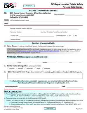 NC Personal Data Change Form