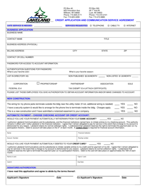 Credit Application and Communication Service Agreement