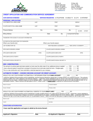 Credit Application and Communication Service Agreement
