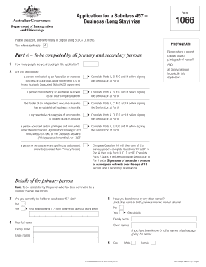 Application for Subclass 457 Business Visa