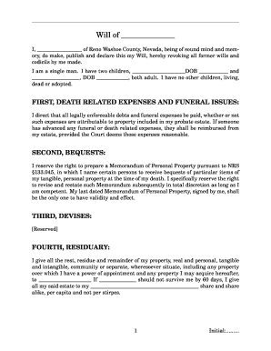 Nevada Last Will and Testament