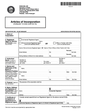 Nevada Articles of Incorporation