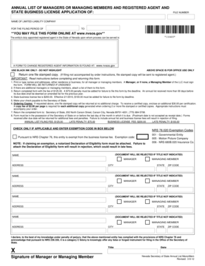 Nevada Annual List and Business License Application