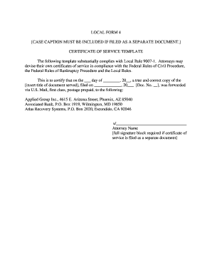 Certificate of Service Template