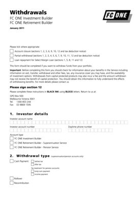 FC ONE Withdrawal Form