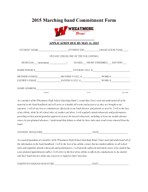 2015 Marching band Commitment Form - SnapPages