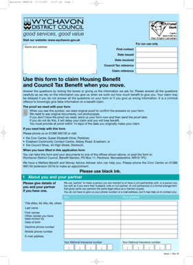 Housing Benefit and Council Tax Benefit Claim Form