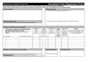 Wychavon District Council Household Voter Registration Form