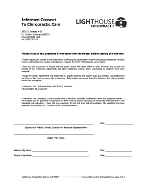 Informed Consent to Chiropractic Care