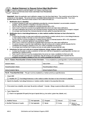 School Meal Modification Request Form
