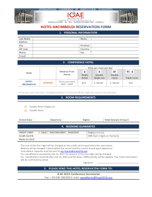 HOTEL ARCIMBOLDI RESERVATION FORM - ICAE 2015 - icae2015