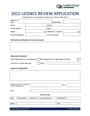 Licence Review Application