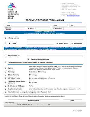 Alumni Document Request Form