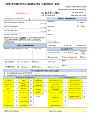 Tumor Cytogenomics Laboratory Requisition Form