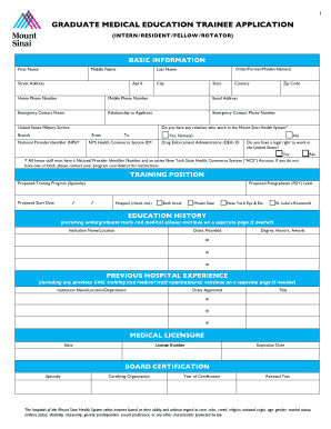Mount Sinai Health System Trainee Application