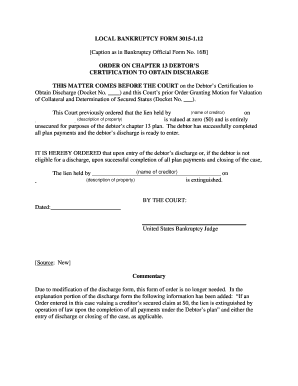 Order on Chapter 13 Debtor's Certification to Obtain Discharge