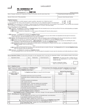 PA-40 Schedule SP Tax Forgiveness Form