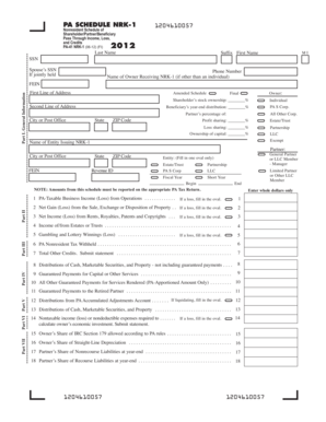 PA NRK-1 Nonresident Schedule