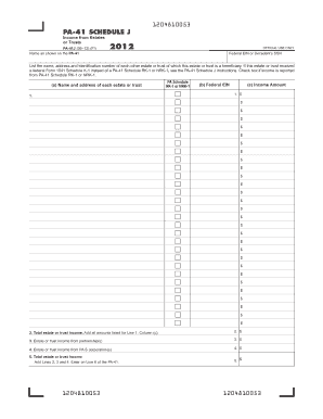 PA-41 Schedule J Income from Estates or Trusts